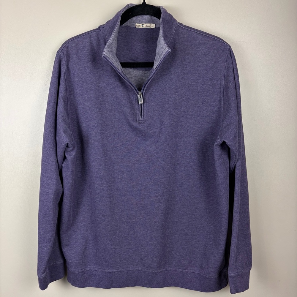 Genteal Men's L Classic 1/4 Quarter Zip-Up Sweater in Unique Purple Preppy Work